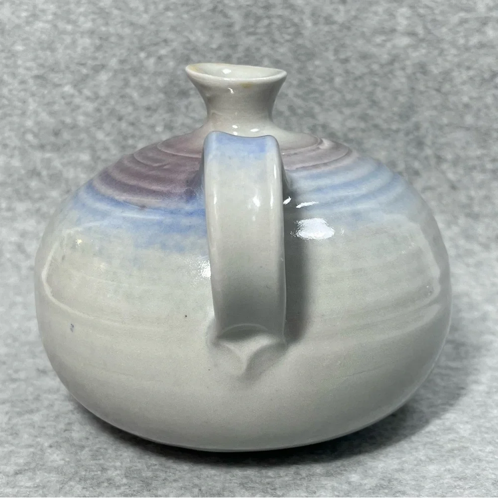 Studio Art Pottery Vase Signed Glazed Stoneware w Handle‎ Pitcher Boho Signed